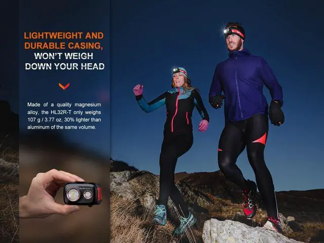 Alt view image 6 of 7 - Fenix HL32R-T Trail Running Headlamp, 800 Lumen USB-C Rechargeable Lightweight Bright with Spotlight and FloodLight Dual Beam and a Cable Organizer (Black)