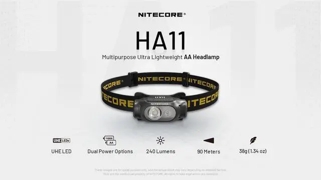 Alt view image 2 of 7 - Nitecore HA11 Camping Headlamp, 240 Lumen Ultra Lightweight, use 1xAA Battery with Multi-Purpose Clip (Strap Headband)
