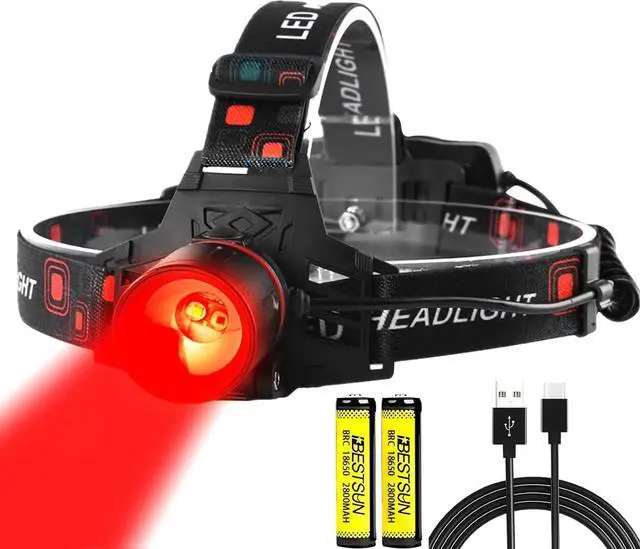 Main image of LUXNOVAQ Red Light Headlamp for Hunting, LED Rechargeable Headlamp, 3 Modes Zoomable Night Hunting Light,Waterproof Tactical headlamp Red Light HeadLamp for Deer Coyotes Raccoons Fox varmint