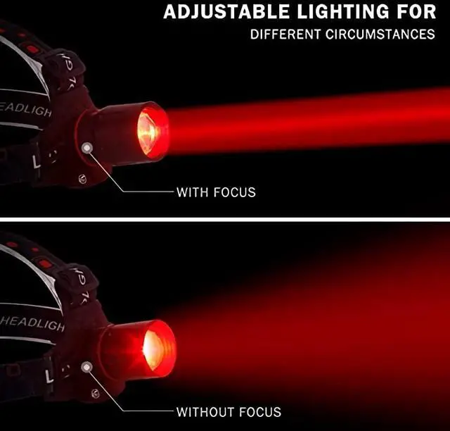 Alt view image 3 of 7 - LUXNOVAQ Red Light Headlamp for Hunting, LED Rechargeable Headlamp, 3 Modes Zoomable Night Hunting Light,Waterproof Tactical headlamp Red Light HeadLamp for Deer Coyotes Raccoons Fox varmint