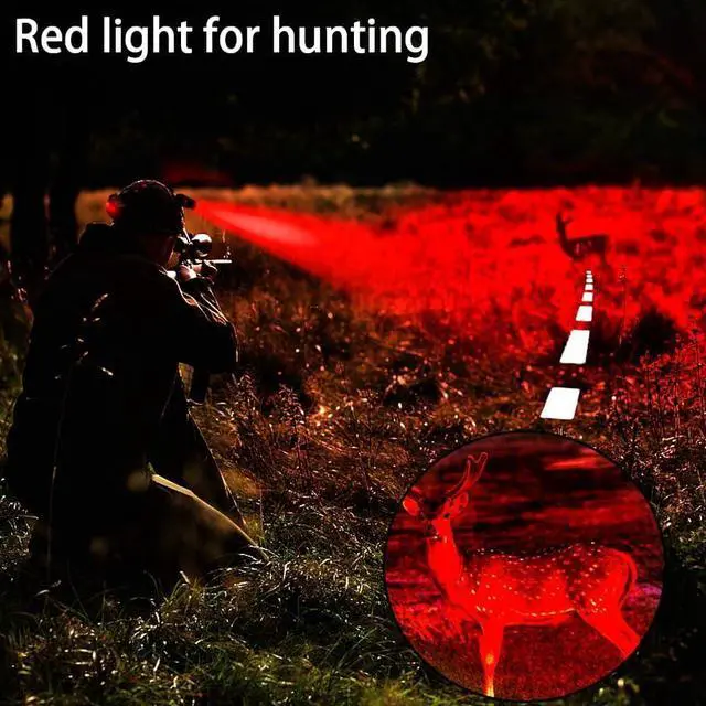 Alt view image 2 of 7 - LUXNOVAQ Red Light Headlamp for Hunting, LED Rechargeable Headlamp, 3 Modes Zoomable Night Hunting Light,Waterproof Tactical headlamp Red Light HeadLamp for Deer Coyotes Raccoons Fox varmint