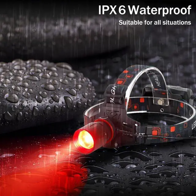 Alt view image 7 of 7 - LUXNOVAQ Red Light Headlamp for Hunting, LED Rechargeable Headlamp, 3 Modes Zoomable Night Hunting Light,Waterproof Tactical headlamp Red Light HeadLamp for Deer Coyotes Raccoons Fox varmint