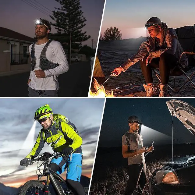 Alt view image 7 of 7 - VAVOFO 2-Pack LED Headlamp Flashlight, 500 Lumen Rechargeable Waterproof Outdoor Headlight with Bright White +Red Light, Stepless Dimming, Lightweight, Adjustable Headband, 5 Modes for Camping