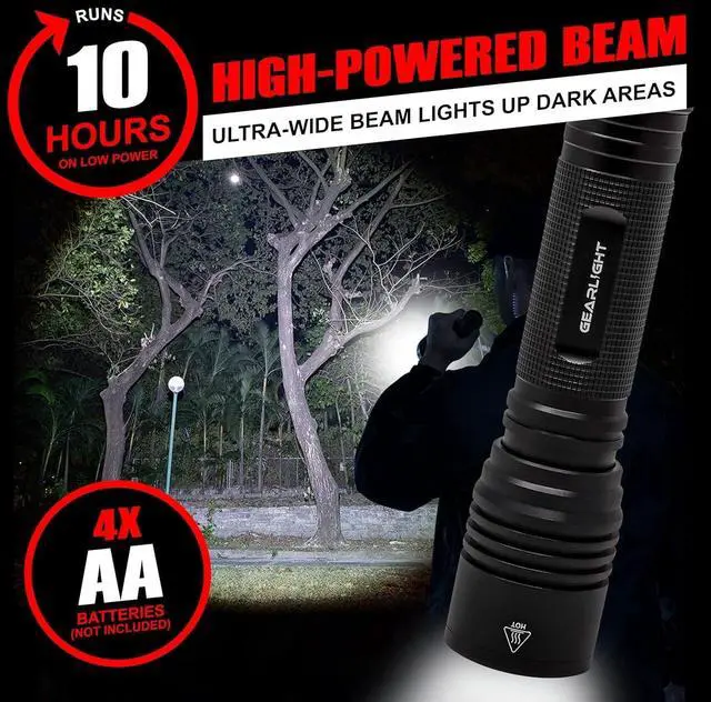 Alt view image 2 of 7 - GearLight S2000 LED Flashlight High Lumens - Super Bright, Powerful, Mid-Size Tactical Flashlight for Outdoor Activity & Emergency Use - S2000-1 Pack, (Batteries Not Included)
