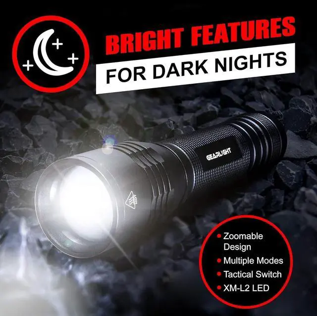 Alt view image 7 of 7 - GearLight S2000 LED Flashlight High Lumens - Super Bright, Powerful, Mid-Size Tactical Flashlight for Outdoor Activity & Emergency Use - S2000-1 Pack, (Batteries Not Included)