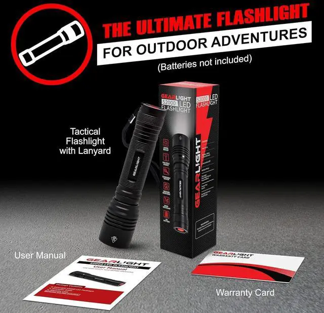 Alt view image 6 of 7 - GearLight S2000 LED Flashlight High Lumens - Super Bright, Powerful, Mid-Size Tactical Flashlight for Outdoor Activity & Emergency Use - S2000-1 Pack, (Batteries Not Included)