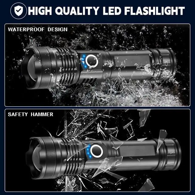 Alt view image 6 of 7 - 3Pack Rechargeable Flashlights High Lumens, 5Modes LED Flashlight Rechargeable, Super Bright Flashlight High Powered, Adjustable Tactical Flashlight, Powerful Flash Light for Home Emergencies
