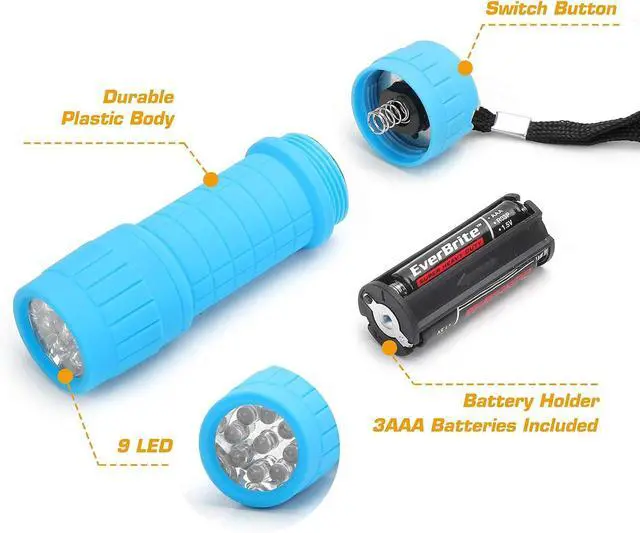 Alt view image 4 of 7 - EverBrite 16-Pack Mini LED Flashlight Set - Assorted 4 Colors, 48 AAA Batteries Included, for Hurricane Supplies Party Favors, Kids Gift, Camping, Hiking etc
