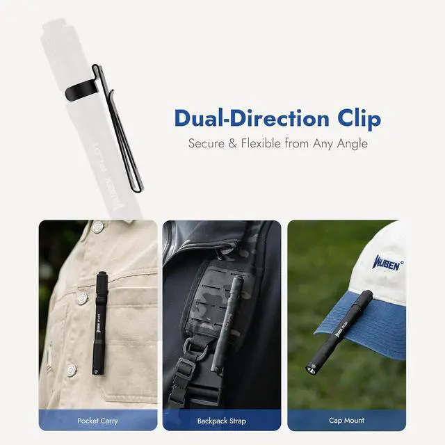 Alt view image 5 of 7 - WUBEN PL01 Pen Light, 650 Lumens Pocket EDC Flashlight Rechargeable, Bright LED Pen Flashlight, IP68 Handheld Flash Lights, Compatible 2 AAA Battery for Home, Outdoor, Emergencies, Inspection