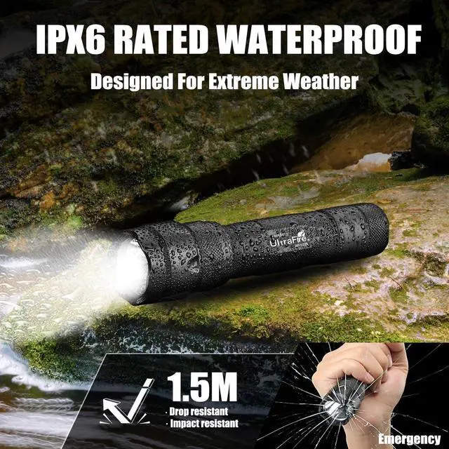 Alt view image 6 of 7 - ULTRAFIRE Tactical Flashlight WF-502B 1000 Lumens - Single Mode Mini LED Flashlight,Bright Military-Grade Police Flashlight for Security, Camping and Emergency