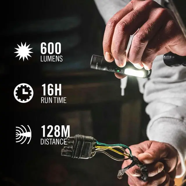 Alt view image 2 of 7 - Coast KL35R 600 Lumen Rechargeable LED Pocket Flashlight with RED Light