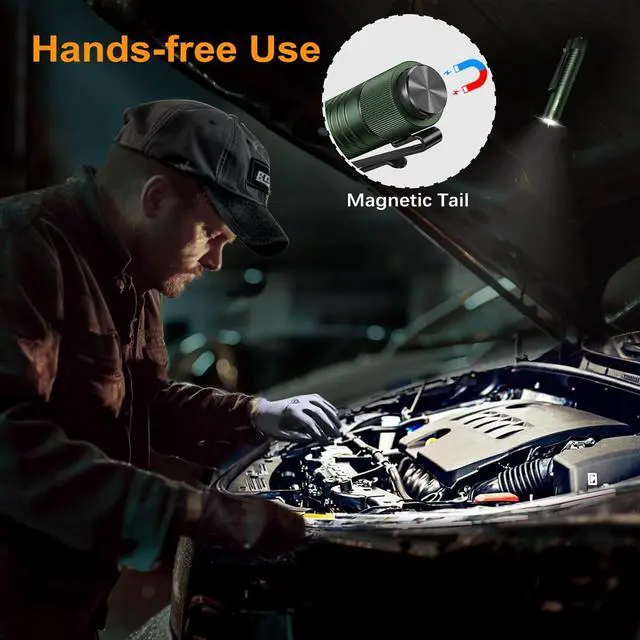 Alt view image 3 of 5 - VTIGER T1A Mini Pocket EDC Flashlight with Clip,1300 Lumen Compact AA Rechargeable LED Little Flashlights, Super Bright Tail Switch Small Flash Light with Magnet for Camping,Hiking,Outdoor,Emergency