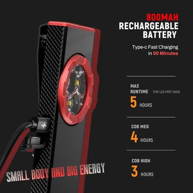 Alt view image 5 of 7 - lexall EDC Flashlight, 2 Pack 800Lumen Rechargeable Pocket Flat Flashlight, Magnetic LED Flashlight with Clip, Dimmable Mini Area Light for Car Repairs/Inspection/Travel/Emergency/Camping