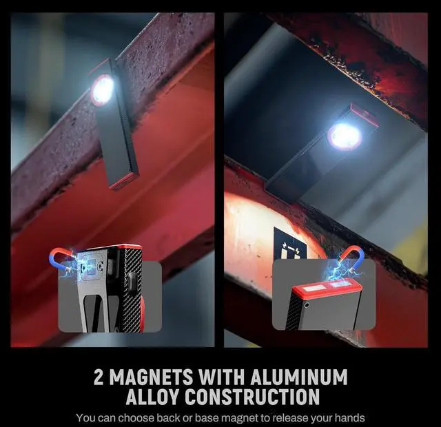 Alt view image 6 of 7 - lexall EDC Flashlight, 2 Pack 800Lumen Rechargeable Pocket Flat Flashlight, Magnetic LED Flashlight with Clip, Dimmable Mini Area Light for Car Repairs/Inspection/Travel/Emergency/Camping