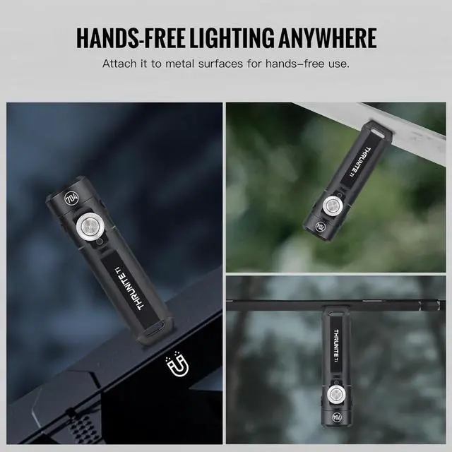 Alt view image 2 of 7 - ThruNite Ti Keychain Flashlight, Customized Edition with 704 Tactical, 650 Lumens USB-C Rechargeable Compact Pocket Light with Magnetic Tailcap, for Camping, Everyday Carry (Black Cool White)