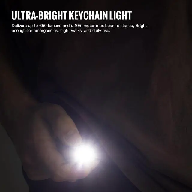 Alt view image 6 of 7 - ThruNite Ti Keychain Flashlight, Customized Edition with 704 Tactical, 650 Lumens USB-C Rechargeable Compact Pocket Light with Magnetic Tailcap, for Camping, Everyday Carry (Black Cool White)