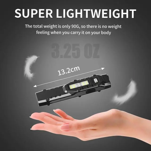 Alt view image 5 of 7 - EDC Tactical Flashlight DT007, Compact 7 Mode Pocket LED Flashlight - 1500LM, USB-C Rechargeable Digital Display, IPX5 with Side Light and Clip for Everyday Carry Travel (1, Black)