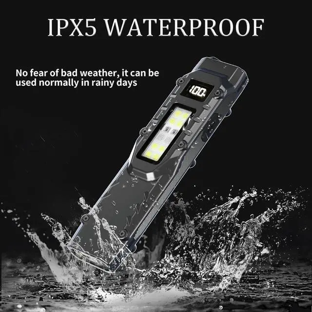Alt view image 7 of 7 - EDC Tactical Flashlight DT007, Compact 7 Mode Pocket LED Flashlight - 1500LM, USB-C Rechargeable Digital Display, IPX5 with Side Light and Clip for Everyday Carry Travel (1, Black)