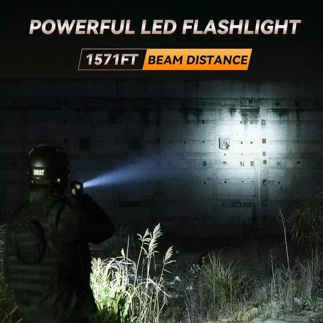 Alt view image 5 of 7 - Sofirn SK1 Tactical Flashlight Rechargeable, 1571 FT Long Throw Flashlight with IP68 Waterproof, Rotary Switch Adjusts Tactical, Lockout and Duty Modes, EDC Handheld Flashlight for Emergencies Rescue