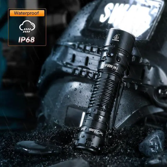 Alt view image 7 of 7 - Sofirn SK1 Tactical Flashlight Rechargeable, 1571 FT Long Throw Flashlight with IP68 Waterproof, Rotary Switch Adjusts Tactical, Lockout and Duty Modes, EDC Handheld Flashlight for Emergencies Rescue
