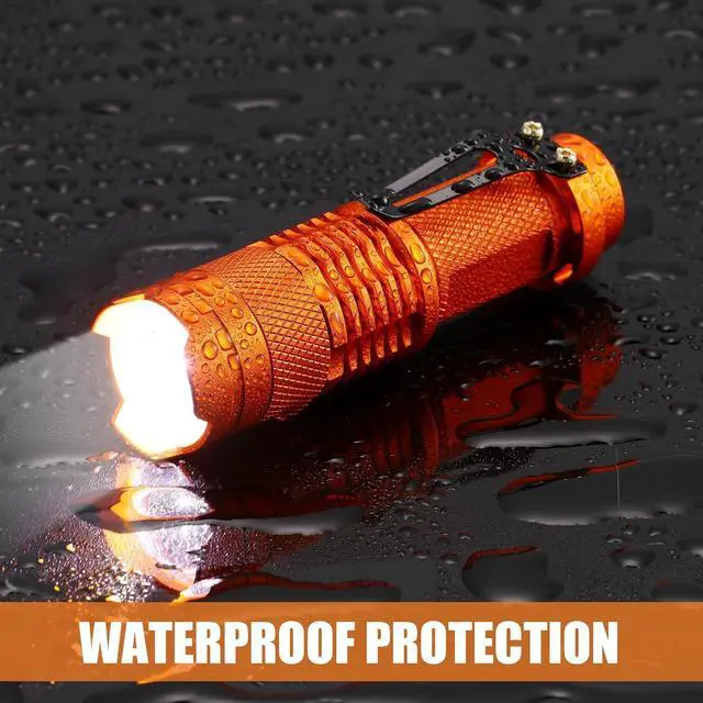 Alt view image 5 of 7 - Fumete 20 Pieces LED Flashlight Mini 3 Mode Tactical Torch Small Water Resistant Pocket Flash Light Adjustable Focus Light Pen for Men, Father, Indoor Outdoor Hiking(Orange)