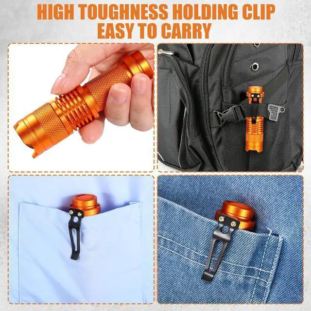 Alt view image 6 of 7 - Fumete 20 Pieces LED Flashlight Mini 3 Mode Tactical Torch Small Water Resistant Pocket Flash Light Adjustable Focus Light Pen for Men, Father, Indoor Outdoor Hiking(Orange)