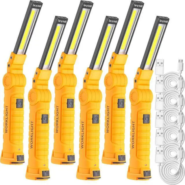 Main image of Mudder 6 Pcs LED Work Flashlights with Magnetic Base, Rechargeable, Portable, Yellow
