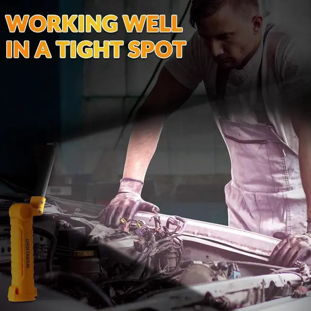 Alt view image 6 of 7 - Mudder 6 Pcs LED Work Flashlights with Magnetic Base, Rechargeable, Portable, Yellow