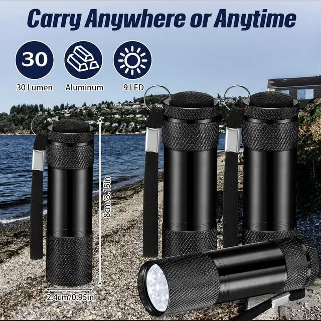 Alt view image 2 of 6 - VIHOSE 48 Pcs Mini Flashlights Bulk, Bright Aluminum Handheld Flash Light with Lanyard, Small LED Flashlights for Kids Night Reading Emergency Hurricane Camping Hiking Party Favors(Black)