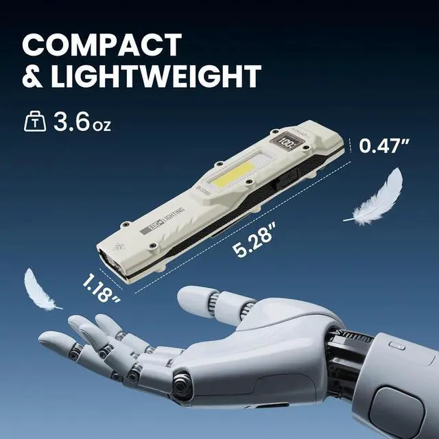 Alt view image 5 of 7 - Flat Flashlights Rechargeable Small Tactical Flashlight with Clip,Stainless Steel EDC Led Light with Digital Display,880 Lumen Pocket Flashlight Dual-Switches13 Modes for Home Use,Outdoor and Work