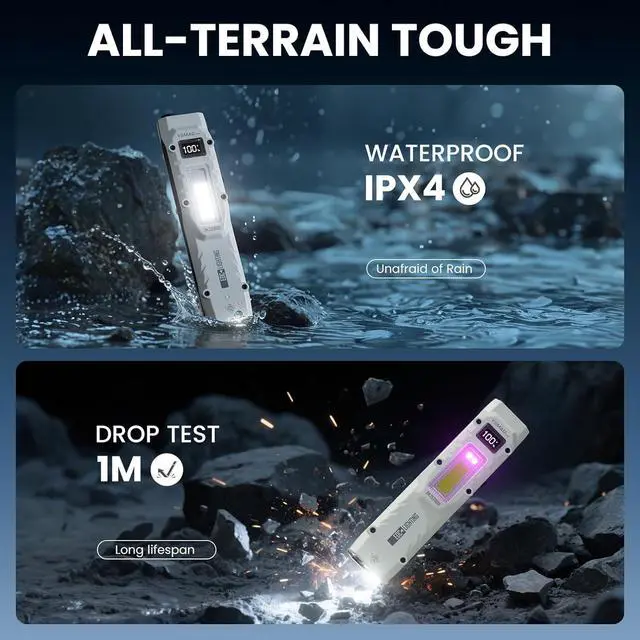 Alt view image 7 of 7 - Flat Flashlights Rechargeable Small Tactical Flashlight with Clip,Stainless Steel EDC Led Light with Digital Display,880 Lumen Pocket Flashlight Dual-Switches13 Modes for Home Use,Outdoor and Work