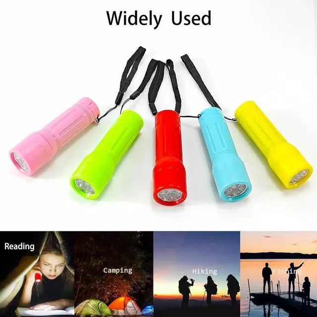 Alt view image 4 of 7 - 50 Pack 9-LED Mini Flashlight Bulk, Small Multicolor Flashlights for Kids with Lanyard, Batteries Included, for Hurricane Supplies Party Favors, Christmas Gifts Stocking Stuffer Boys Girls