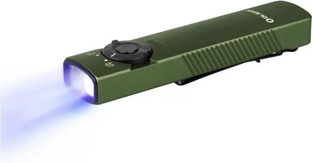 Main image of OLIGHT Arkfeld UV Rechargeable EDC Flashlight, 1000 Lumens White LED and 365nm Blacklight Combo for Outdoors, Emergency, Working, Pet Urine Detection (OD Green CW)