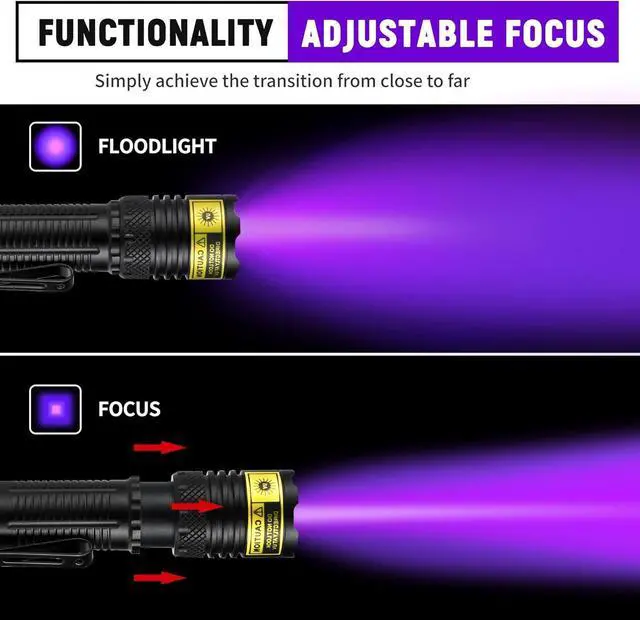 Alt view image 4 of 6 - DARKDAWN UV Flashlight 395nm Black Light Mini USB Rechargeable Ultraviolet LED Blacklight Woods Lamp Powerful Fluorescent Portable Detector for Pet Urine Stains, Scorpions, Resin Curing