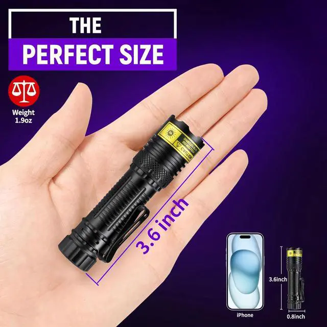 Alt view image 5 of 6 - DARKDAWN UV Flashlight 395nm Black Light Mini USB Rechargeable Ultraviolet LED Blacklight Woods Lamp Powerful Fluorescent Portable Detector for Pet Urine Stains, Scorpions, Resin Curing