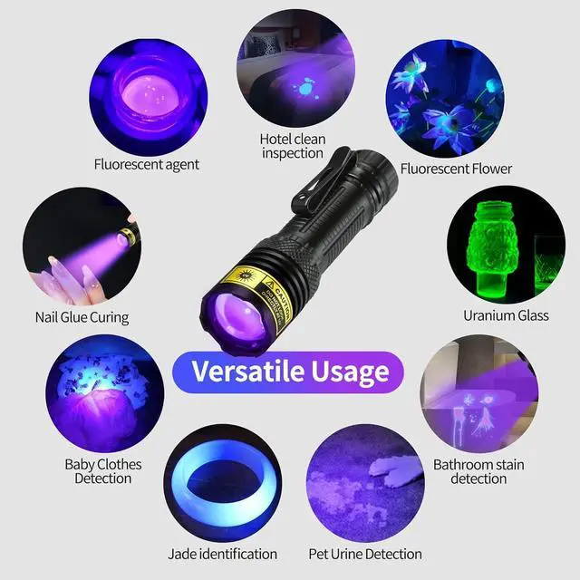 Alt view image 6 of 6 - DARKDAWN UV Flashlight 395nm Black Light Mini USB Rechargeable Ultraviolet LED Blacklight Woods Lamp Powerful Fluorescent Portable Detector for Pet Urine Stains, Scorpions, Resin Curing
