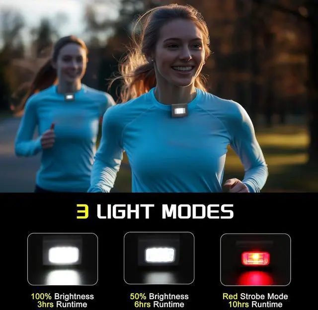 Alt view image 2 of 7 - 2Pack Clip on Running Lights, Rechargeable Magnetic LED Safety Lights with Red Strobe, Waterproof, USB Charging, Flashlight for Night Jogging, Dog Walking, Hiking Backpack, Cycling