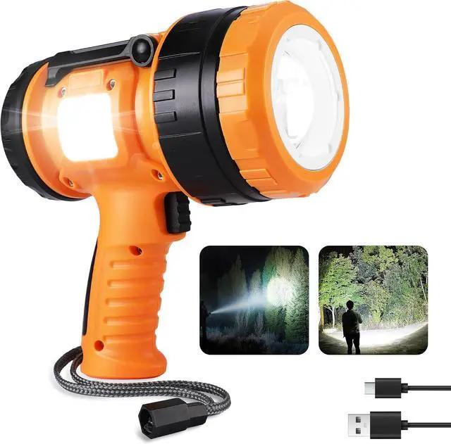 Main image of EverBrite Zoomable Rechargeable Spotlight with Foldable Stand, Handheld LED Spotlight Flashlight with 5 Modes, 600M Range, Spot Light for Hunting Boating Camping Hiking Outdoors Searching, 1200 Lumens