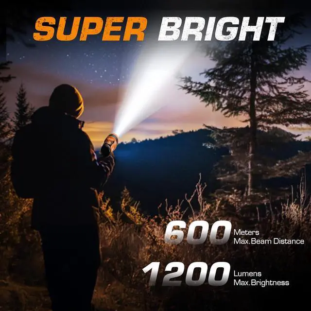 Alt view image 3 of 7 - EverBrite Zoomable Rechargeable Spotlight with Foldable Stand, Handheld LED Spotlight Flashlight with 5 Modes, 600M Range, Spot Light for Hunting Boating Camping Hiking Outdoors Searching, 1200 Lumens