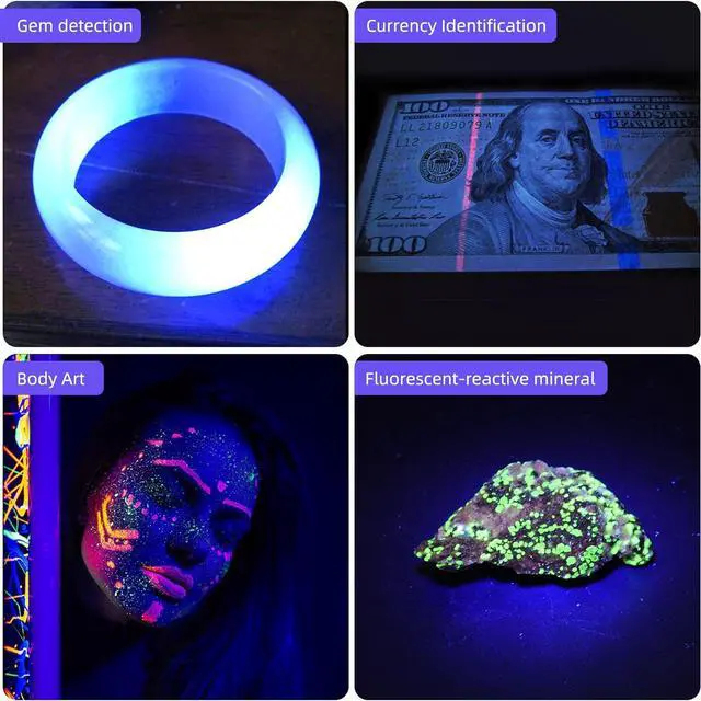Alt view image 7 of 7 - DARKBEAM UV Flashlight 365nm Woods Lamp USB Rechargeable Portable Blacklight LED Ultraviolet Light Mini, Detector for Pet Urine, Stains, Uranium Glass, Money, Amber 370nm, 2 Pack