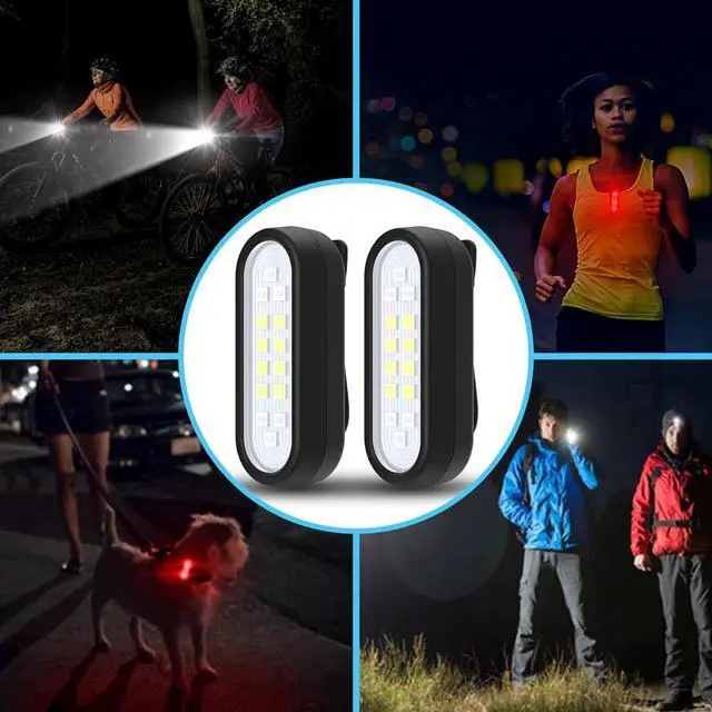 Alt view image 7 of 7 - Running Light, 2 Pack Clip on Flashlight for Runners Rechargeable Safety Lights for Walking at Night Hands Free Emergency LED Flashlight Work Light Warning Flashing Camping Hiking Walking Dog