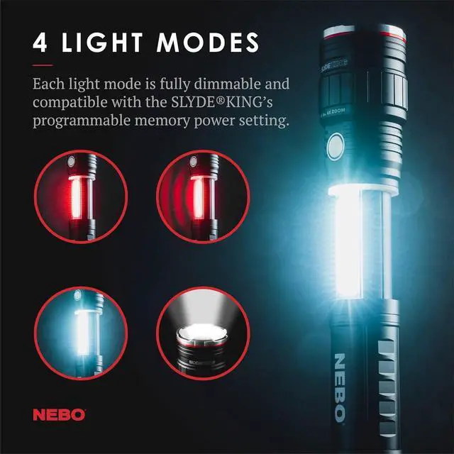 Alt view image 2 of 6 - NEBO SLYDE KING Flashlight | High Lumens, Rechargeable COB Work Light & LED Flashlight, Waterproof, Magnetic Base, Great for Camping & Hunting, Includes Charging Cable