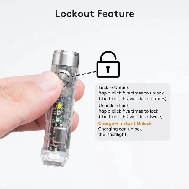 Alt view image 6 of 7 - RovyVon 4th USB-C Aurora A8 EDC Flashlight, 6500K LED Max 650 Lumen, Momentary On Keychain Light with Magnetic Clip/Base, Lock Mode, for Checking Outdoor(365nm/Red/White)