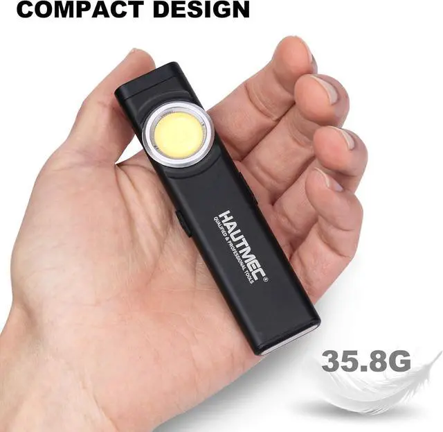 Alt view image 3 of 7 - HAUTMEC 12-in-1 Pocket Flashlight with Clip, Slim Flat Flashlight Rechargeable Work Light with USB-C Fast Charging, Dual Light, Magnetic Base, 500LM Aluminum LED Torch IP64 Waterproof & Drop-Resistant