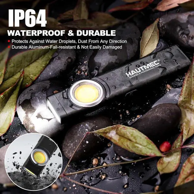Alt view image 4 of 7 - HAUTMEC 12-in-1 Pocket Flashlight with Clip, Slim Flat Flashlight Rechargeable Work Light with USB-C Fast Charging, Dual Light, Magnetic Base, 500LM Aluminum LED Torch IP64 Waterproof & Drop-Resistant