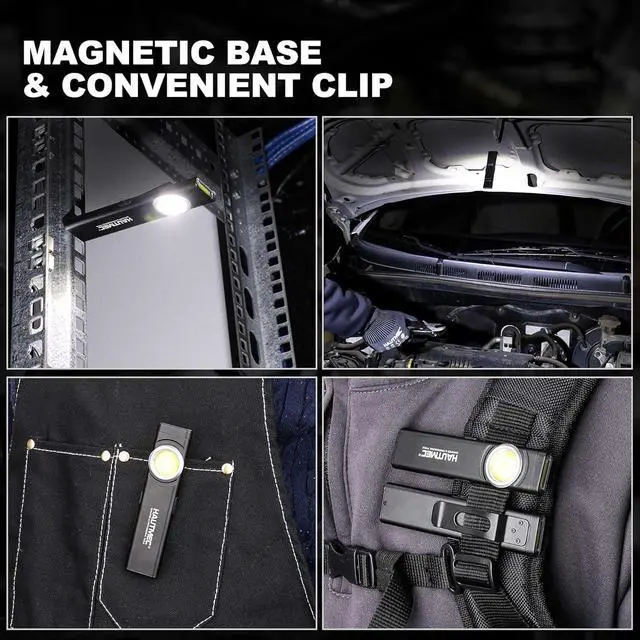 Alt view image 5 of 7 - HAUTMEC 12-in-1 Pocket Flashlight with Clip, Slim Flat Flashlight Rechargeable Work Light with USB-C Fast Charging, Dual Light, Magnetic Base, 500LM Aluminum LED Torch IP64 Waterproof & Drop-Resistant