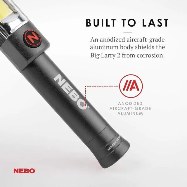 Alt view image 5 of 7 - NEBO Magnetic NE6737 Big Larry 2 Pocket Work Light - Powerful LED Pen Inspection Flash Light, Black Torch