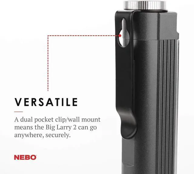 Alt view image 6 of 7 - NEBO Magnetic NE6737 Big Larry 2 Pocket Work Light - Powerful LED Pen Inspection Flash Light, Black Torch