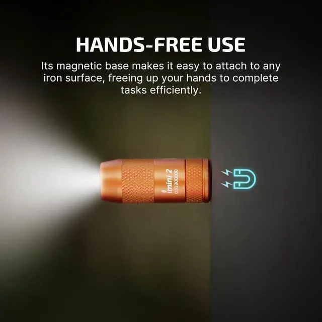 Alt view image 3 of 7 - OLIGHT IMINI 2 EDC Rechargeable Keychain Flashlight, 50 Lumens Compact and Portable Mini LED Keyring Lights with Built-in Battery Ideal for Everyday Carry and Emergencies (Orange)