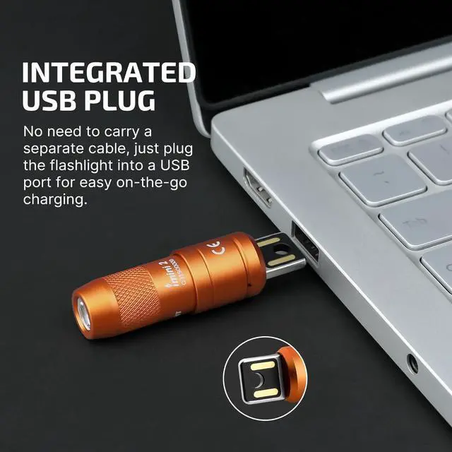 Alt view image 4 of 7 - OLIGHT IMINI 2 EDC Rechargeable Keychain Flashlight, 50 Lumens Compact and Portable Mini LED Keyring Lights with Built-in Battery Ideal for Everyday Carry and Emergencies (Orange)
